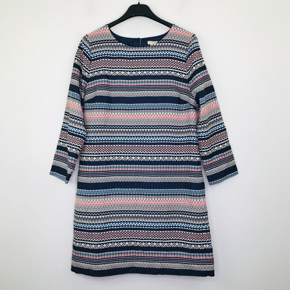 J Crew Women's 6 Dress Multicolor Printed 3/4 Sleeve Gallery Shift 09437 BW21
